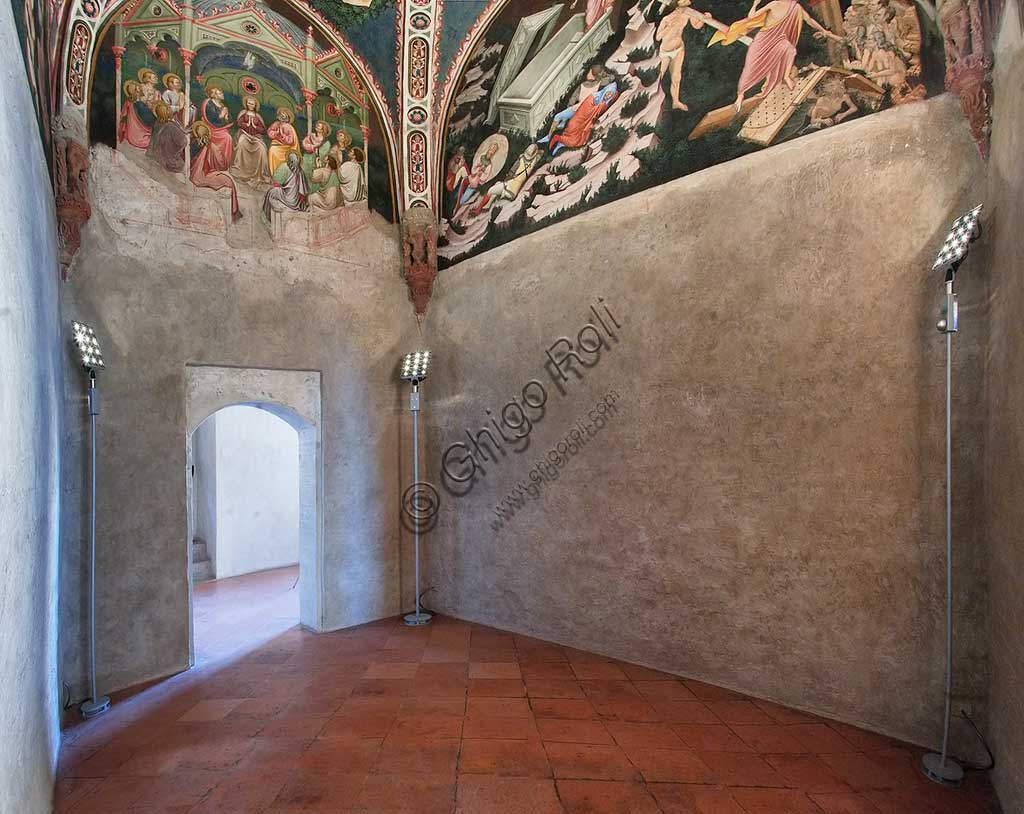 Vignola Stronghold, the Contrari Chapel: view of the chapel with frescoes by the Master of Vignola, about 1420.