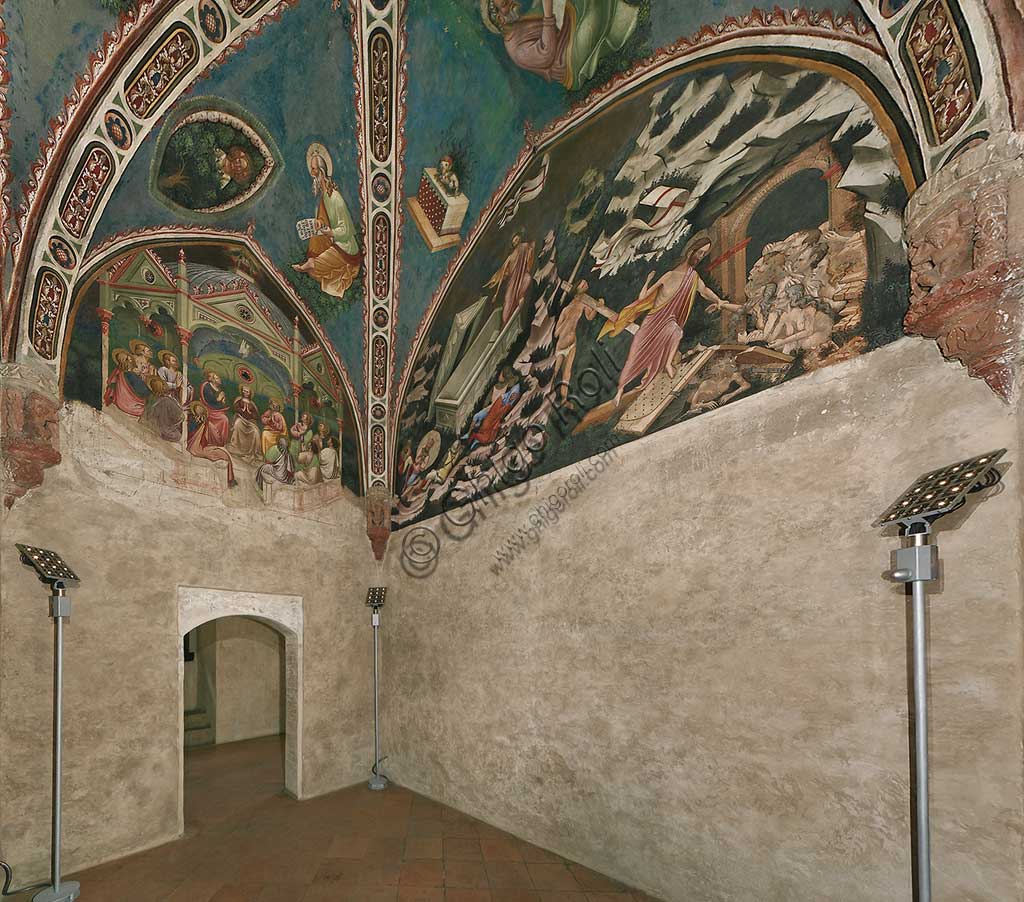 Vignola Stronghold, the Contrari Chapel: view of the chapel with frescoes by the Master of Vignola, about 1420.