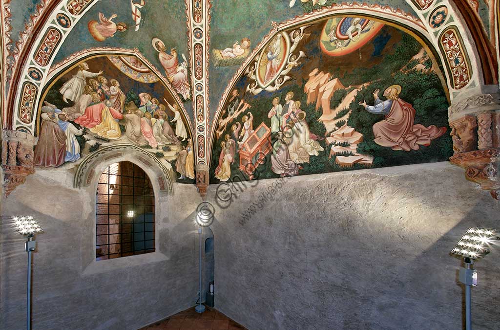 Vignola Stronghold, the Contrari Chapel: view of the chapel with frescoes by the Master of Vignola, about 1420.