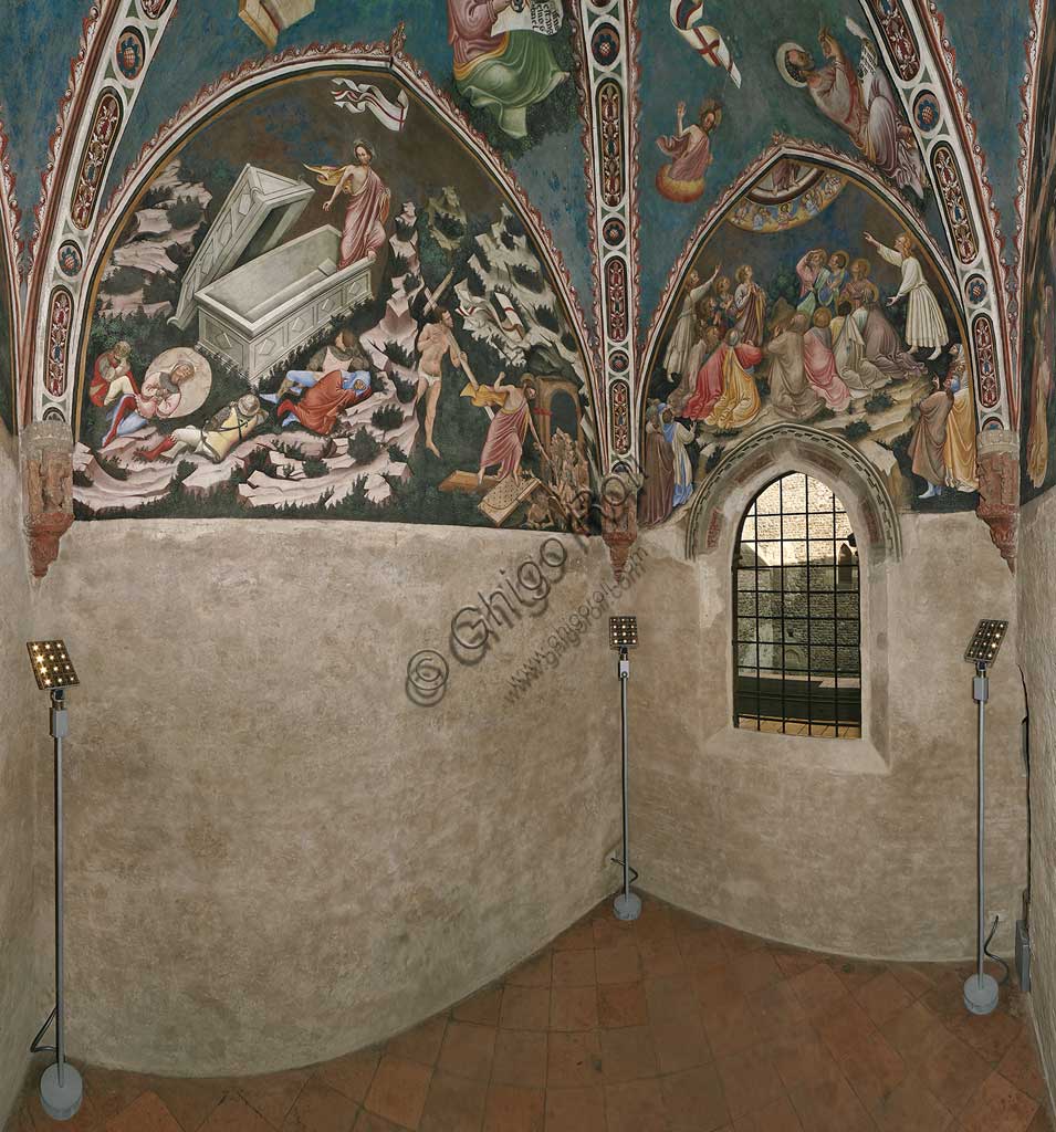 Vignola Stronghold, the Contrari Chapel: view of the chapel with frescoes by the Master of Vignola, about 1420.