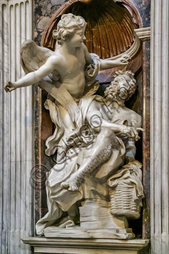  Rome, Basilica of St. Maria del Popolo, Chigi Chapel: Habakkuk and the Angel, by Gian Lorenzo Bernini (1656 - 61).
