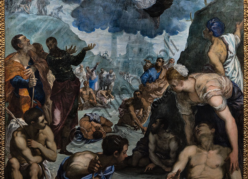 “S. Agostino risana gli sciancati”, di Jacopo Tintoretto, 1551, olio su tela. Particolare.