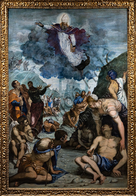 “St. Augustine heals the lame”, by Jacopo Tintoretto, 1551, oil painting on canvas.