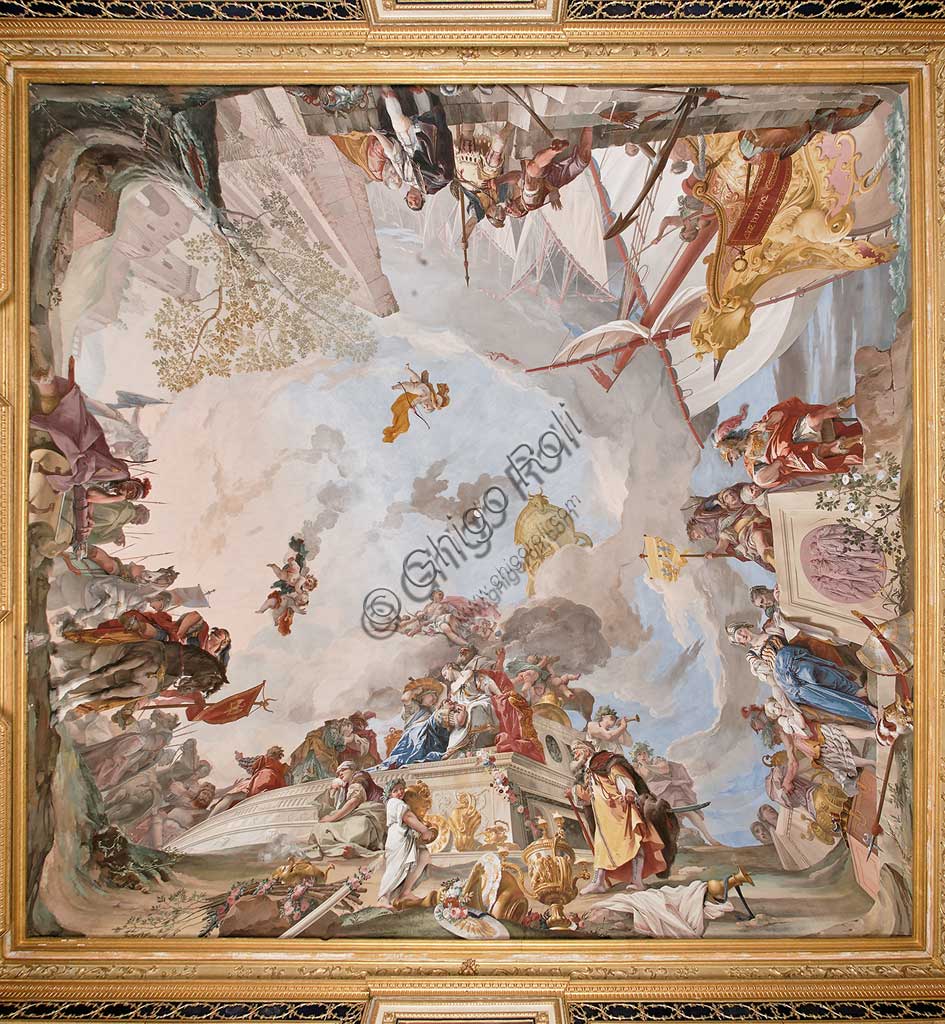 Palazzina di Caccia di Stupinigi, Appartamento della Regina, soffitto dell'anticamera:  "Il sacrificio di Ifigenia", affresco di Giovan Battista Crosato, 1733.