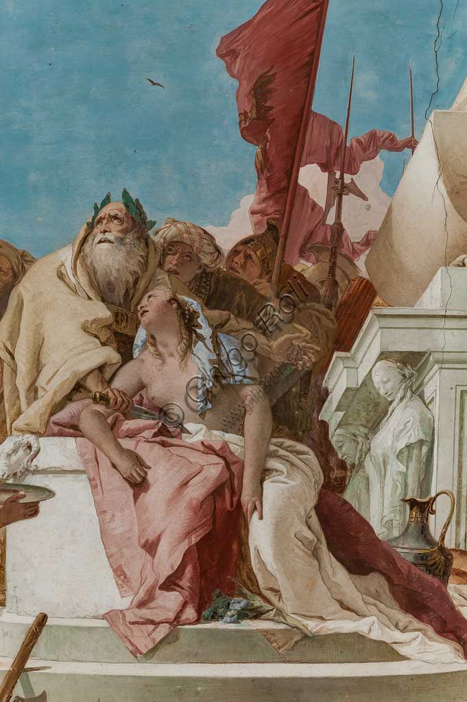 Vicenza, Villa Valmarana ai Nani, Palazzina, Atrio:  "Il sacrificio di Ifigenia".  Affresco di Giambattista Tiepolo, 1757. Particolare.