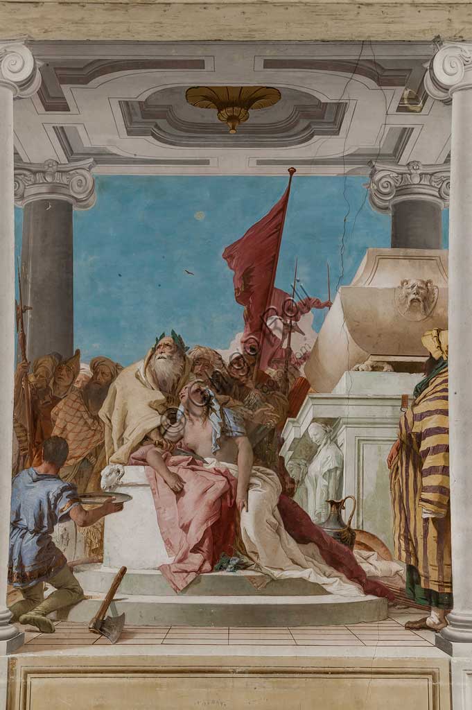 Vicenza, Villa Valmarana ai Nani, Palazzina, Atrio:  "Il sacrificio di Ifigenia".  Affresco di Giambattista Tiepolo, 1757. Particolare.