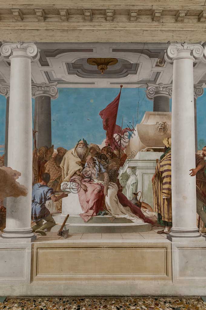Vicenza, Villa Valmarana ai Nani, Palazzina, Atrio:  "Il sacrificio di Ifigenia".  Affresco di Giambattista Tiepolo, 1757. Particolare.