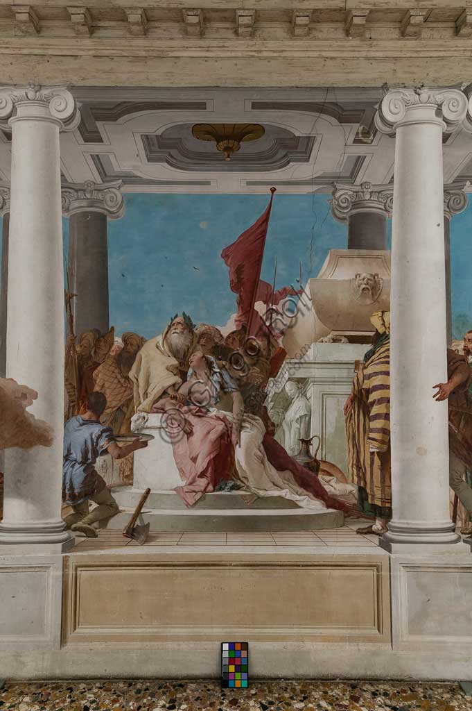 Vicenza, Villa Valmarana ai Nani, Palazzina, Atrio:  "Il sacrificio di Ifigenia".  Affresco di Giambattista Tiepolo, 1757. Particolare.