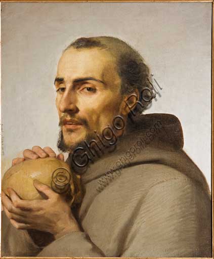 Assicoop - Unipol Collection: Adeodato Malatesta (1806-1891), "St. Francis". Oil on canvas, cm 55 x 44,5.