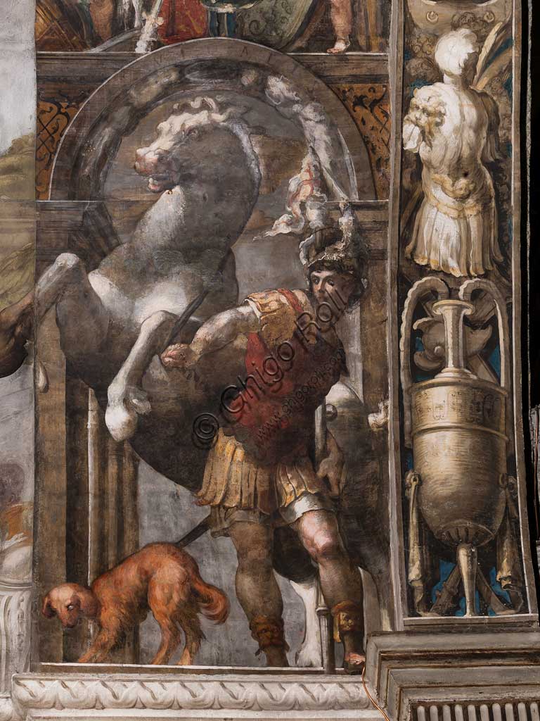 Parma, Church of San Giovanni Evangelista, left aisle, second chapel: "St. Vitalis and the horse",  fresco by Girolamo Francesco M. Mazzola, known as Parmigianino (about 1523).