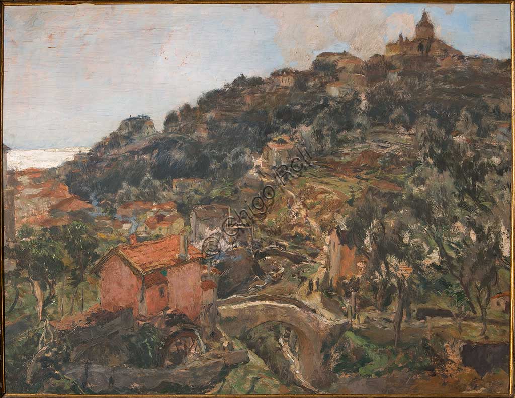 Assicoop - Unipol Collection: Giuseppe Graziosi (1879-1942), "Sanremo". Oil on plywood, cm.100 x 140.