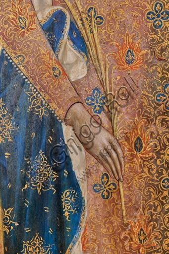 San Severino Marche, Pinacoteca Comunale: Paolo Veneziano, Polittico (1358) con Santi. Particolare con Santa Caterina d'Alessandria che regge un ramo di palma.