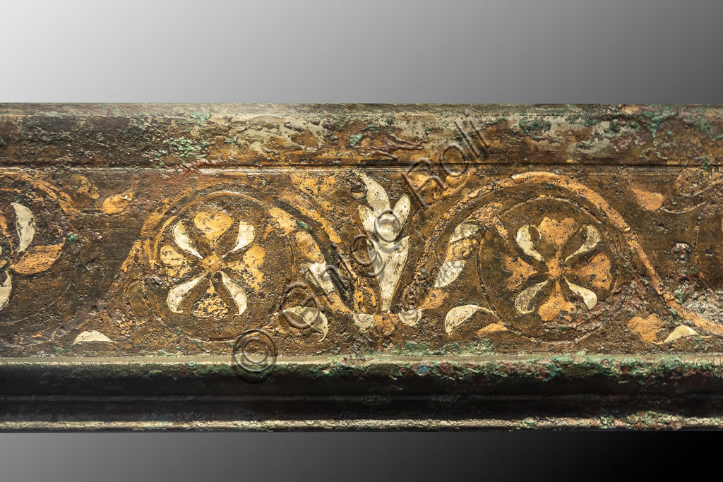 Brescia, "Santa Giulia, Museum of the City" (Unesco site since 2011): frame in bronze, silver and copper found in the Capitolium (I century AD).