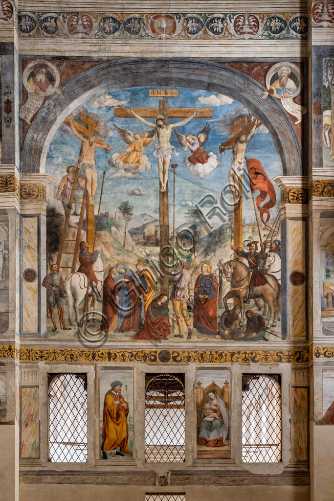 Brescia, "Santa Giulia, Museum of the City" (Unesco site since 2011), the Nuns' Choir. The frescoes are by Floriano Ferramola and Paolo da Caylina the Younger and date back to the 1520s. The Crucifixion is attributed to Ferramola.