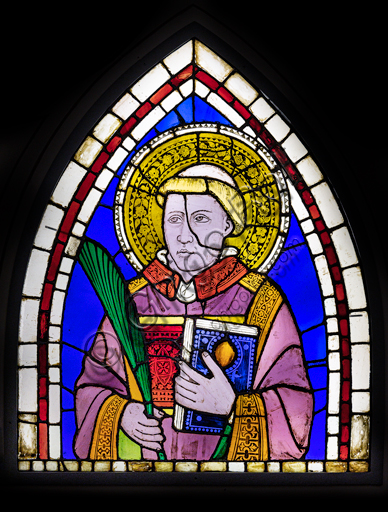 Basilica of the Holy Cross: " A Saint Deacon Martyr",  early XIV century, by Giotto, stained glass window panels.
