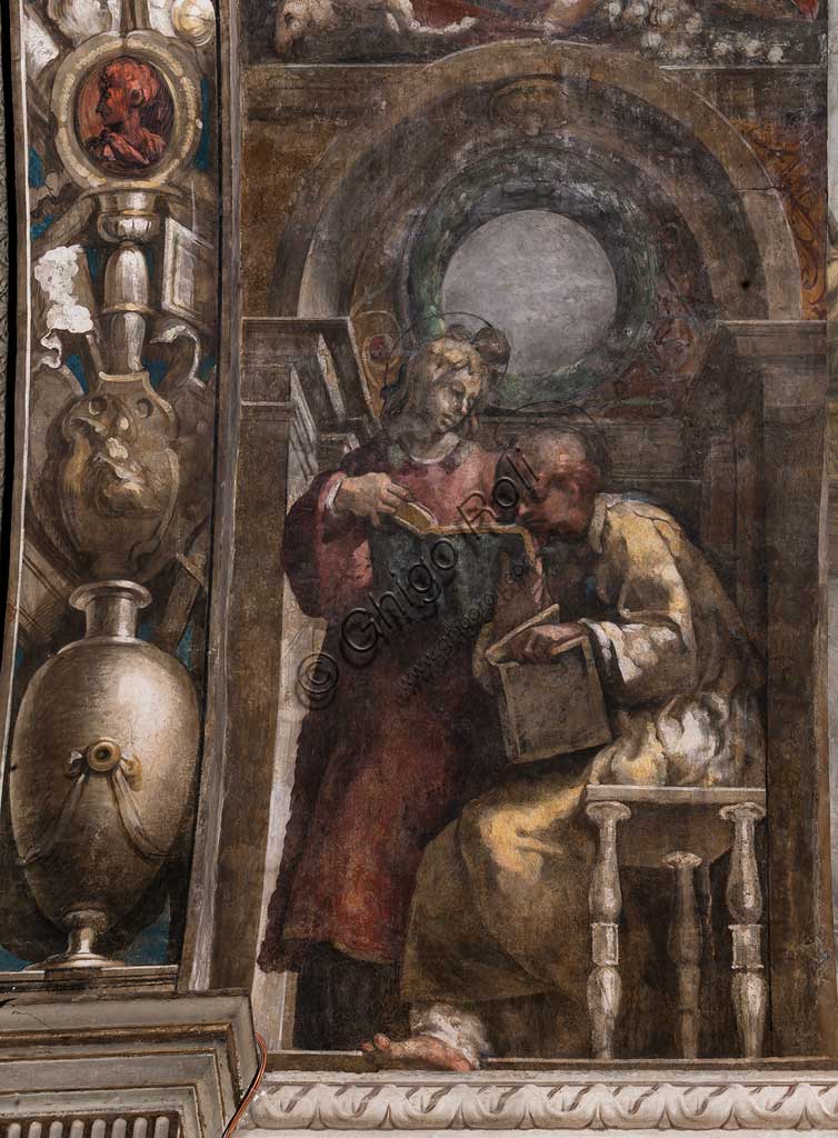 Parma, Chiesa di San Giovanni Evangelista, navata sinistra, seconda cappella : "Santo Stefano e San Lorenzo", affresco  di Girolamo Francesco M. Mazzola  (il Parmigianino) (circa 1523). 