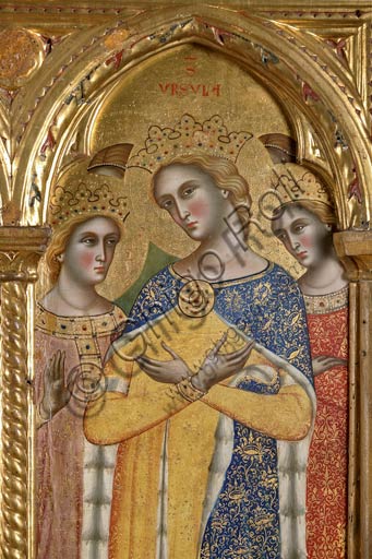   San Severino Marche, Pinacoteca Comunale: Paolo Veneziano, Polyptych (1358) with Saints. Detail of St. Ursula.