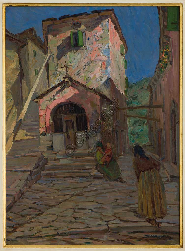 Collezione Assicoop / Unipol: Mario Vellani Marchi (1895 - 1979), "Santuario di Fiumalbo"; olio su cartone 50x70.