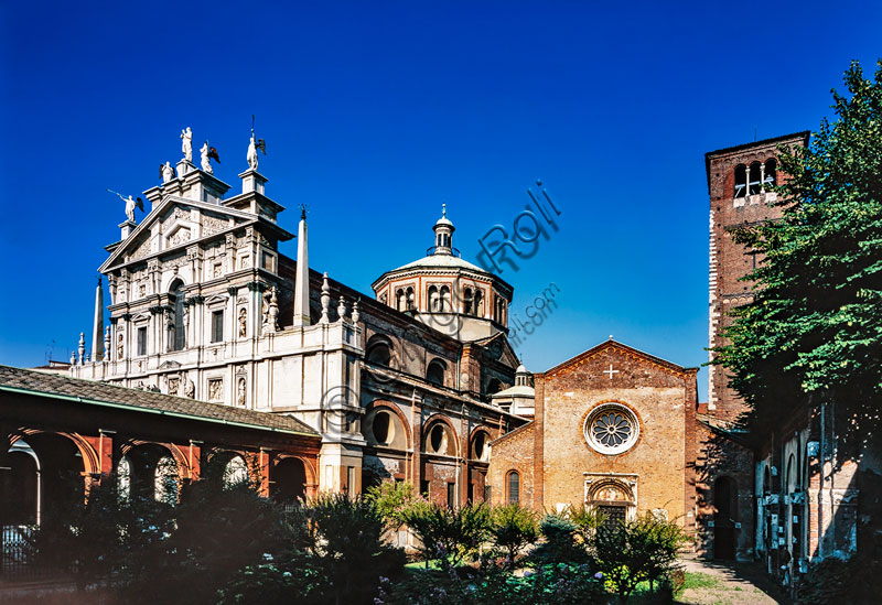  The Renaissance Sanctuary of Santa Maria at San Celso (Santa Maria of the Miracles at San Celso) flanked by the ancient romanesque church of San Celso in corso Italia.