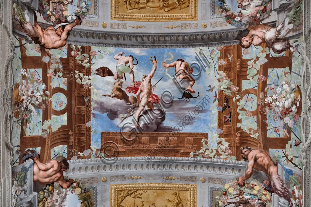 Sassuolo, Este Ducal Palace, the Bacchus Gallery, ceiling: “Bacchus places the crown of Ariadne among the constellations”.Wall tempera painting by Jean Boulanger, 1650 - 52.