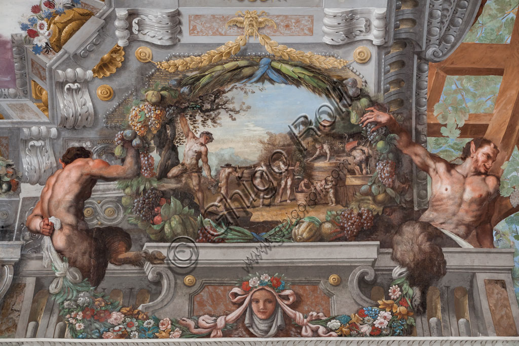 Sassuolo, Palazzo Ducale Estense, Galleria di Bacco, soffitto: “Bacco e il segreto del vino”. Dipinto murale a tempera di Jean Boulanger, 1650 - 52.