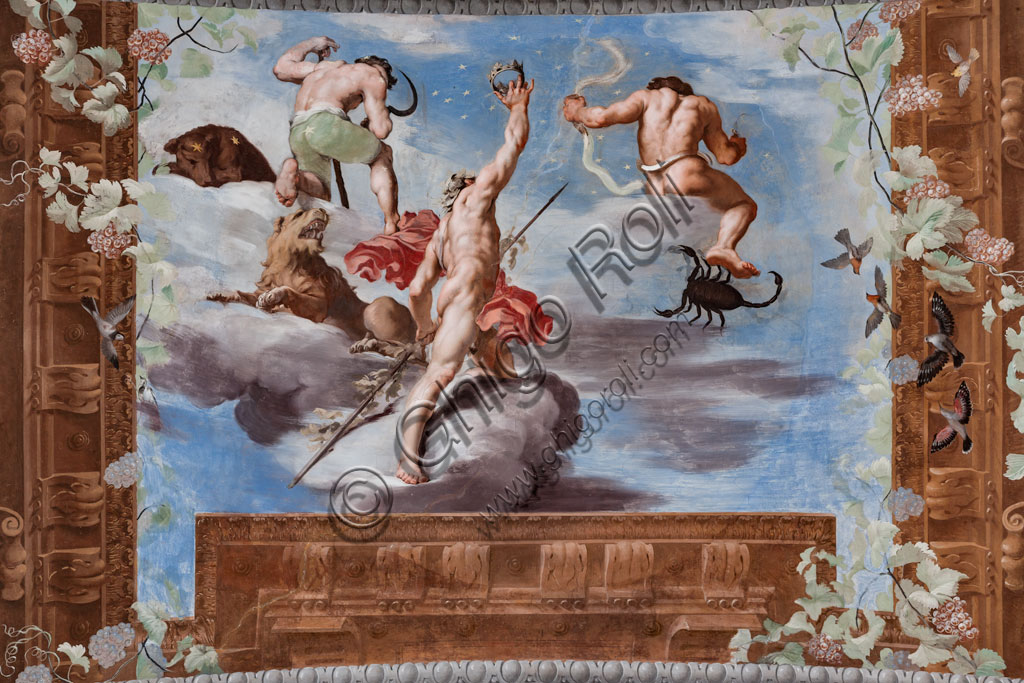 Sassuolo, Este Ducal Palace, the Bacchus Gallery, ceiling: “Bacchus places the crown of Ariadne among the constellations”.Wall tempera painting by Jean Boulanger, 1650 - 52.