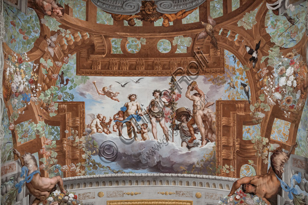 Sassuolo, Este Ducal Palace, the Bacchus Gallery, ceiling: "The Marriage of Bacchus and Ariadne“. Wall tempera painting by Jean Boulanger, 1650 - 52.