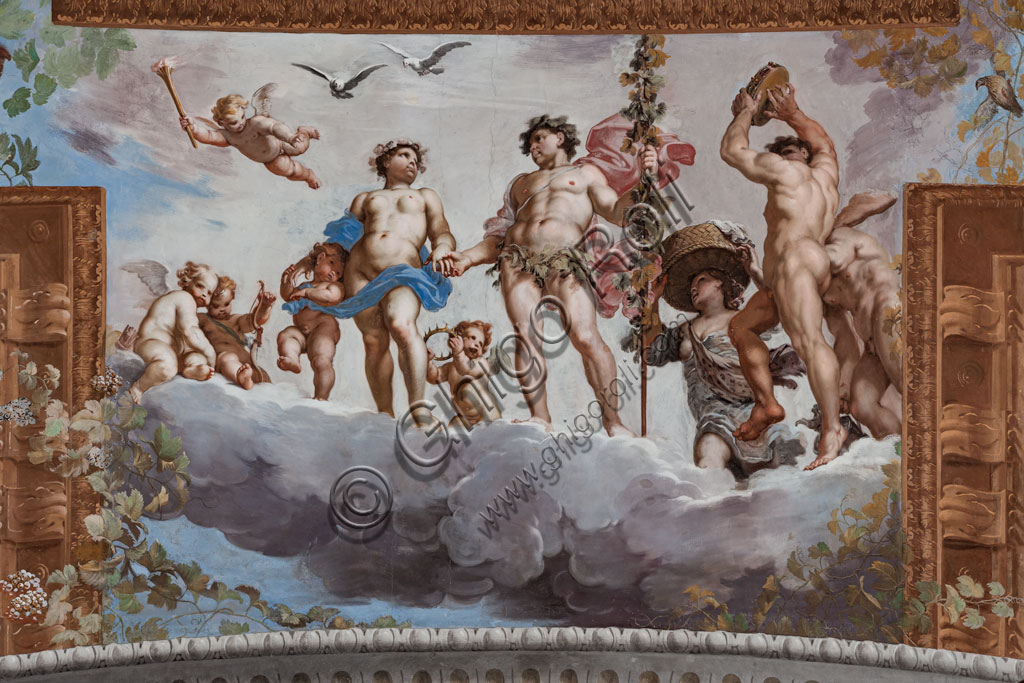 Sassuolo, Este Ducal Palace, the Bacchus Gallery, ceiling: "The Marriage of Bacchus and Ariadne“. Wall tempera painting by Jean Boulanger, 1650 - 52.