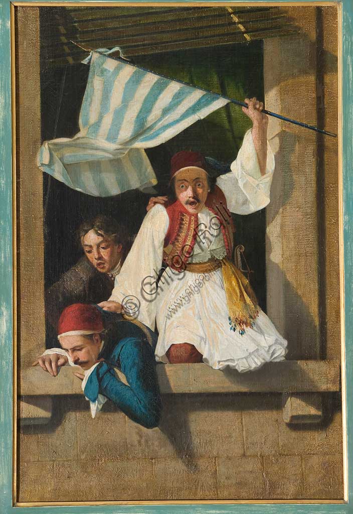   Assicoop - Unipol Collection: Narciso Malatesta (1835 - 1896): "Scene of the Greek Revolution", oil on canvas, cm: 64 x 100.