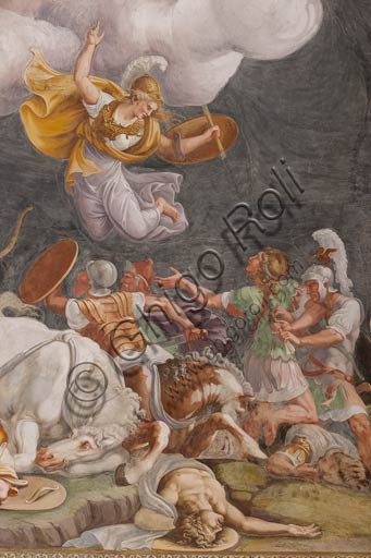  Mantua, Palazzo Ducale (Gonzaga's residence), Sala di Troia (Chamber of Troy): detail representing a battle. Frescoes by Giulio Romano and his assistants (1538 - 1539).