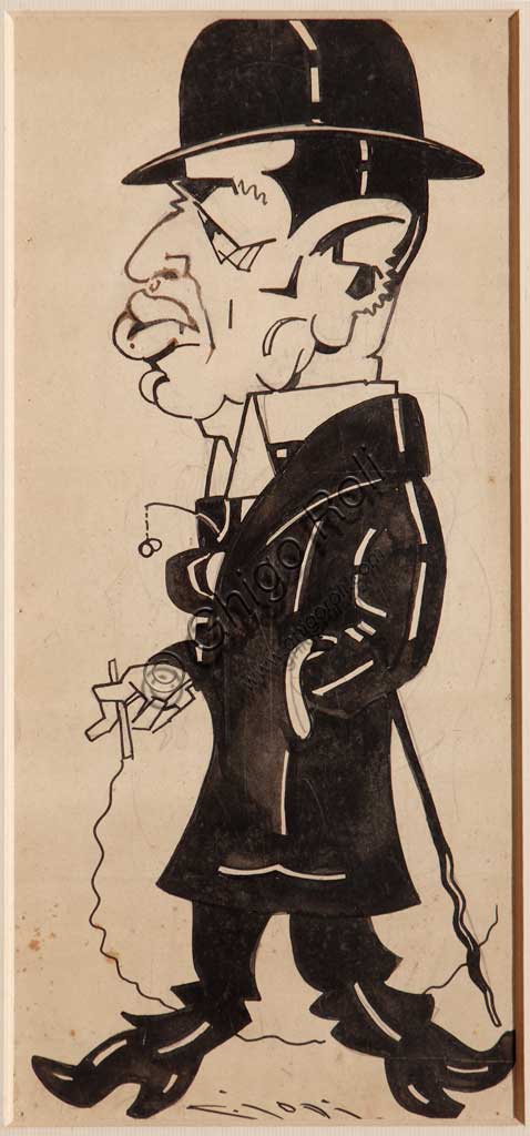 Assicoop - Unipol Collection: Casimiro Jodi (1886-1948), " Mr Cavallini". Black ink on paper.