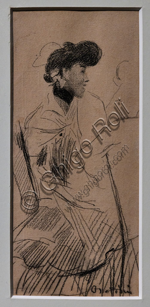 “Signora elegante seduta”, di Giovanni Boldini, 1880, carboncino su carta.