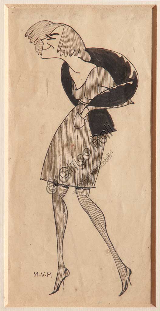 Assicoop - Unipol Collection: Mario Vellani Marchi (1895-1979), "Miss Gildai". Black ink on paper.