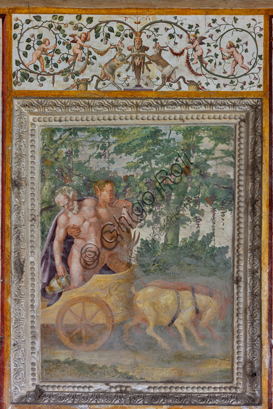 Mantova, Palazzo Te (residenza estiva dei Gonzaga), Loggia del Giardino Segreto, affresco: "Sileno ebbro".