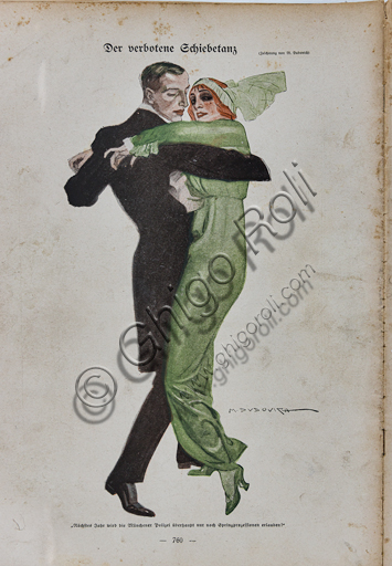 “Simplicissimus”, illustrazione di Marcello Dudovich per la pagina della rivista satirico - umoristica, anni dieci del Novecento, stampa tipografica.