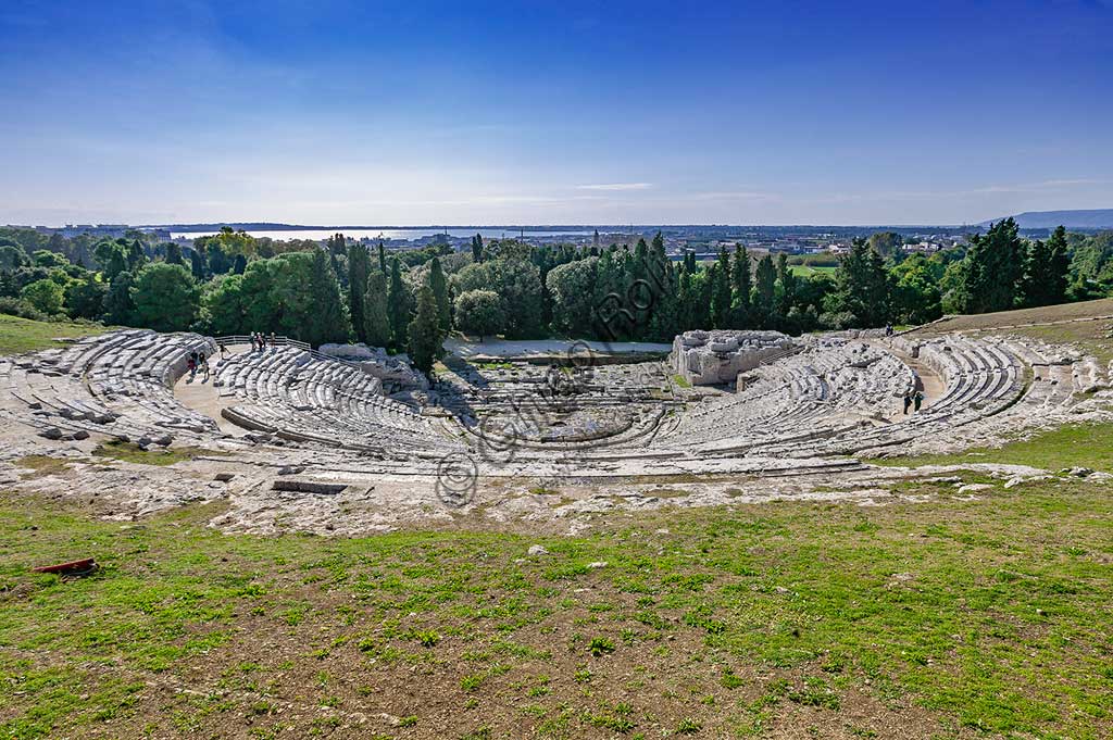 Syracuse, The Archaeological Park of the Neapolis of Syracuse: the Greek theatre, built  in the 5th century BC on the slopes on the south side of the Temenite hill. It was remade in the 3rd century BC and still re-transformed in Roman times.