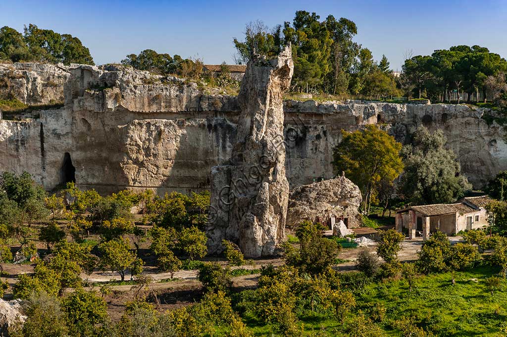 Syracuse, The Archaeological Park of the Neapolis of Syracuse: view of the latomie (prisons in quarries).