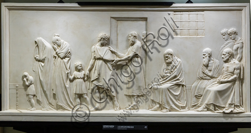 "Socrate si congeda dalla propria famiglia", 1787-90, di Antonio Canova (1757 - 1822), gesso.