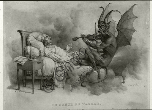 Tartini's dream", illustration by Louis-Léopold Boilly (1761-1845) referring to the anecdote of the dream that inspired the composition of the sonata in G minor for violin and continuo, better known as the devil's trill.