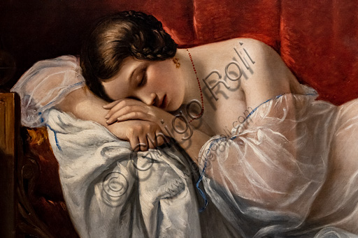 Natale Schiavoni: "The Sleep of Innocence", oil painting, 1841. Detail.