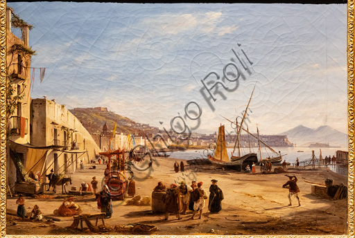 Anton Sminck van Pitloo: "Chiaia Beach from Mergellina", oil painting, 1829.