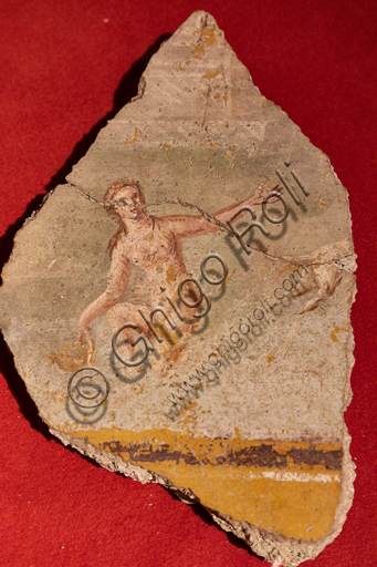 Spoleto, Casa romana: frammento di intonaco con rappresentazione di figura femminile, età imperiale-