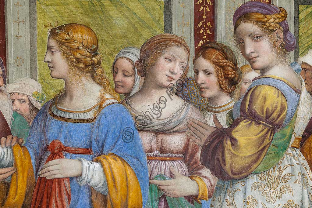 Saronno, Shrine of Our Lady of Miracles: "The Marriage of the Virgin Mary", fresco by Bernardino Luini, 1525 - 1532. Detail.