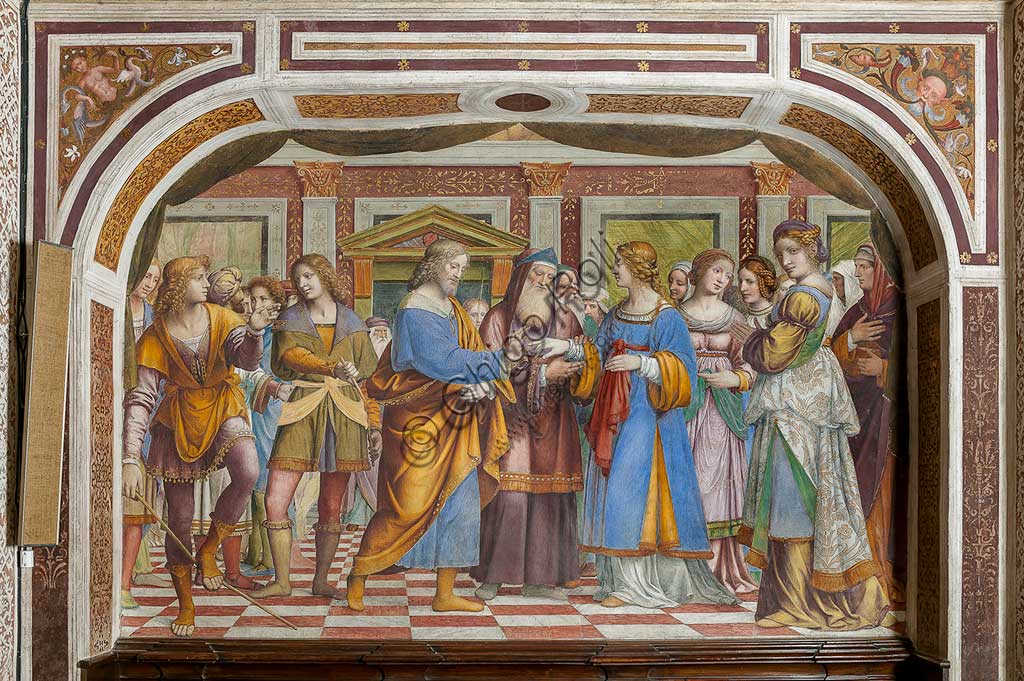 Saronno, Santuario della Beata Vergine dei Miracoli, Antipresbiterio: "Sposalizio della Vergine", affresco di Bernardino Luini, 1525 - 1532.