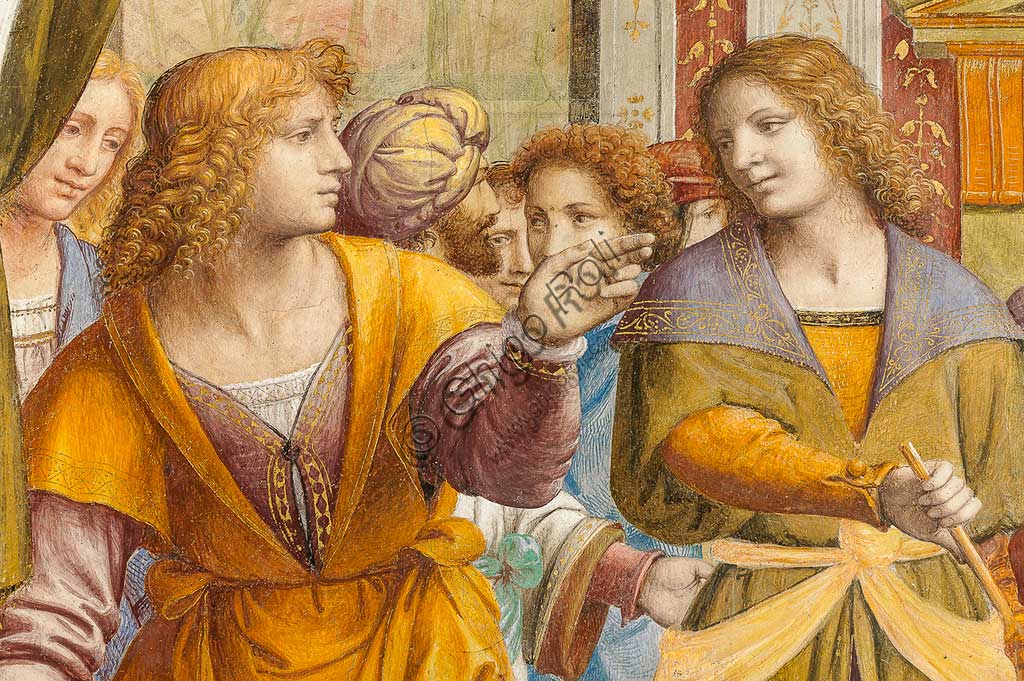 Saronno, Shrine of Our Lady of Miracles: "The Marriage of the Virgin Mary", fresco by Bernardino Luini, 1525 - 1532. Detail with young men.
