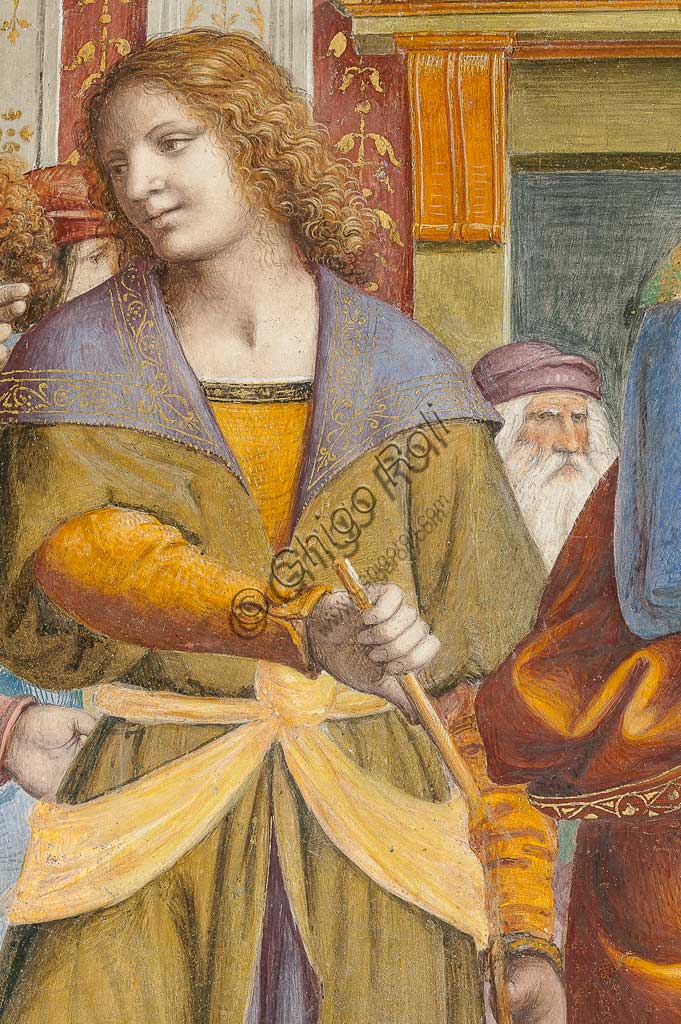 Saronno, Santuario della Beata Vergine dei Miracoli, Antipresbiterio: "Sposalizio della Vergine", affresco di Bernardino Luini, 1525 - 1532. Particolare con giovane uomo.