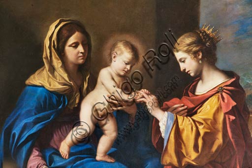  Modena, Galleria Estense: "Mystical Marriage of Saint Catherine", by Giovanni Francesco Barbieri, known as Guercino (1591-1666). Detail.