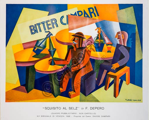  Rovereto, Casa Depero: advertising painting  "Squisito al selz" for Bitter Campari, by Fortunato Depero, 1926.