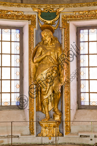 , Genoa, Duomo (St. Lawrence Cathedral), inside, the presbitery tribune: "Statue of St. John the Baptist", 1622-4 by Lazzaro Tavarone.