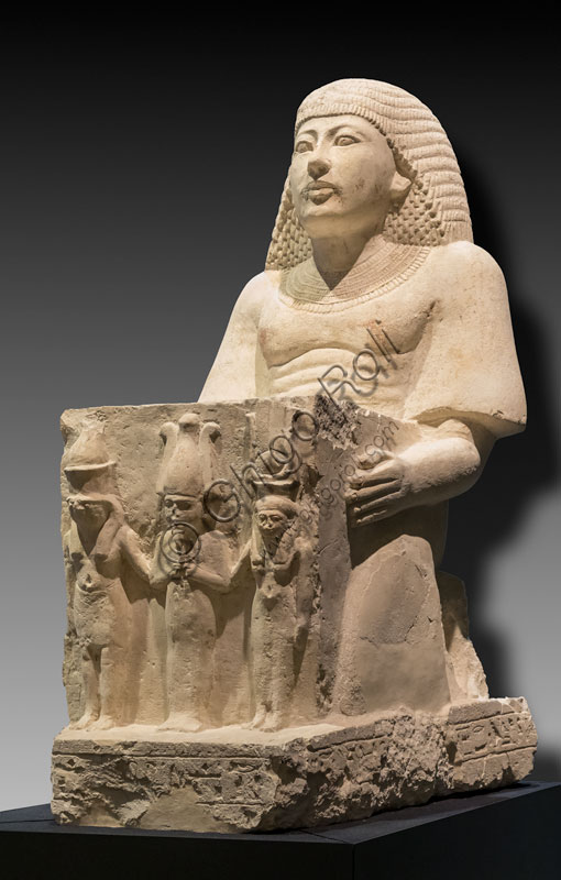 Statua naofora di Amenmes e Reshpu, XIX dinastia, regno di Ramess II e/o periodo successivo (1279 - 1186 a.C.).